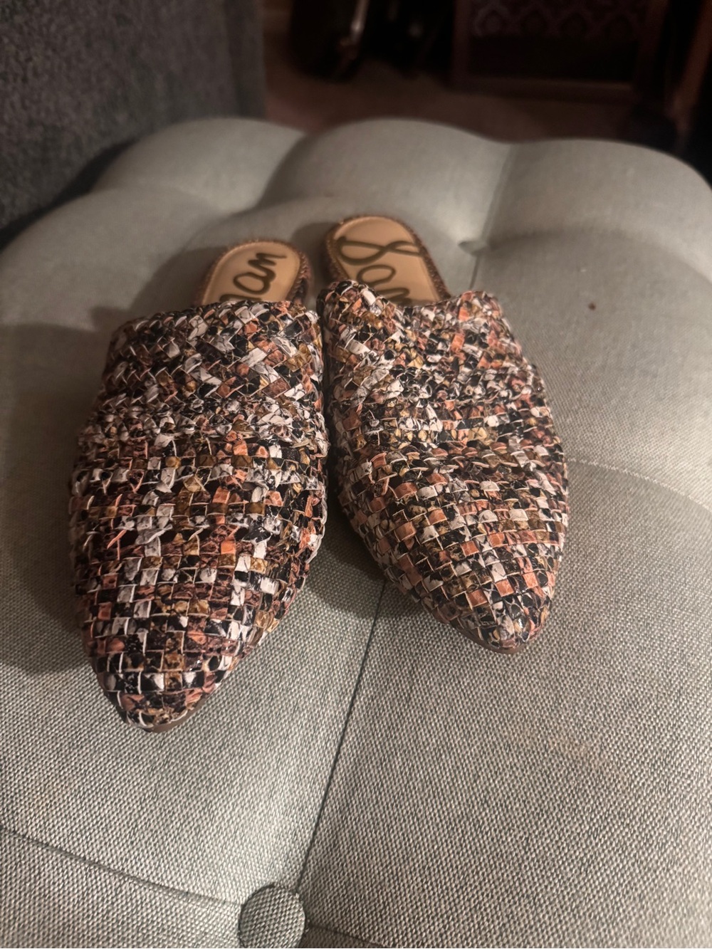 Sam Edelman Multicolor Woven Pointed-Toe Slip-On Flats